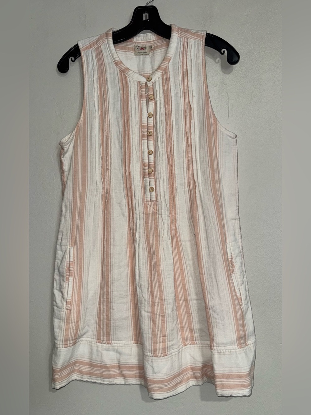 Faherty Cream and Blush Striped Sleeveless Mini Dress - Picture 12 of 14